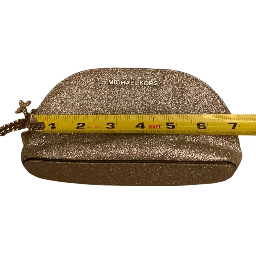 Michael Kors Cosmetic Bag with Glitter Finish Silver